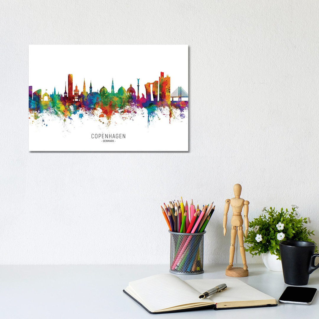 Copenhagen Denmark Skyline by Michael Tompsett - Wrapped Canvas Painting
