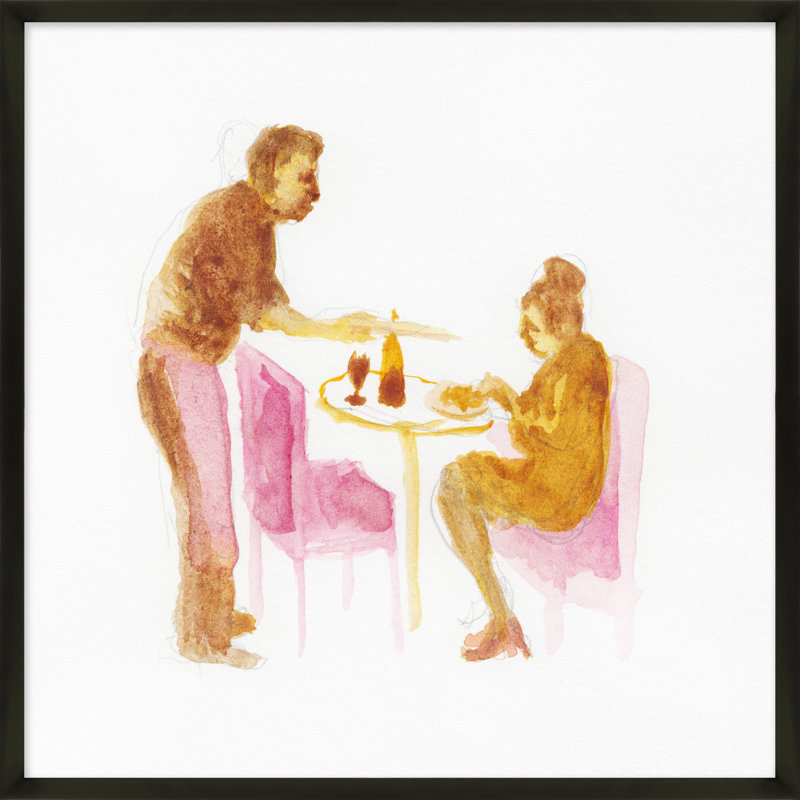 The Cafe Painting by Simon Schneiderman, 16" H x 16" W x 1.25" D, Black