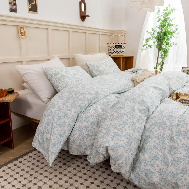 3 PCS Rabbit Animals Print Duvet Cover Ultra Soft & Breathable Comforter Cover, Queen Duvet Cover + 2 Shams