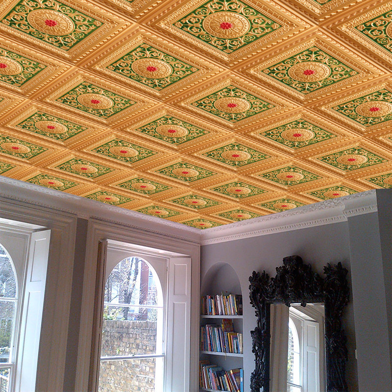 Carreau de plafond en PVC 2 pi x 2 pi Falkirk Perth, Or / vert / rouge