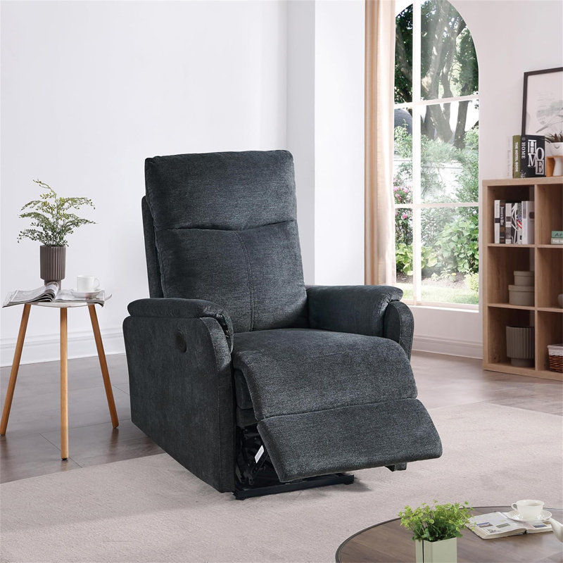 Fauteuil inclinable électrique contemporain bleu Kai avec chargeur USB