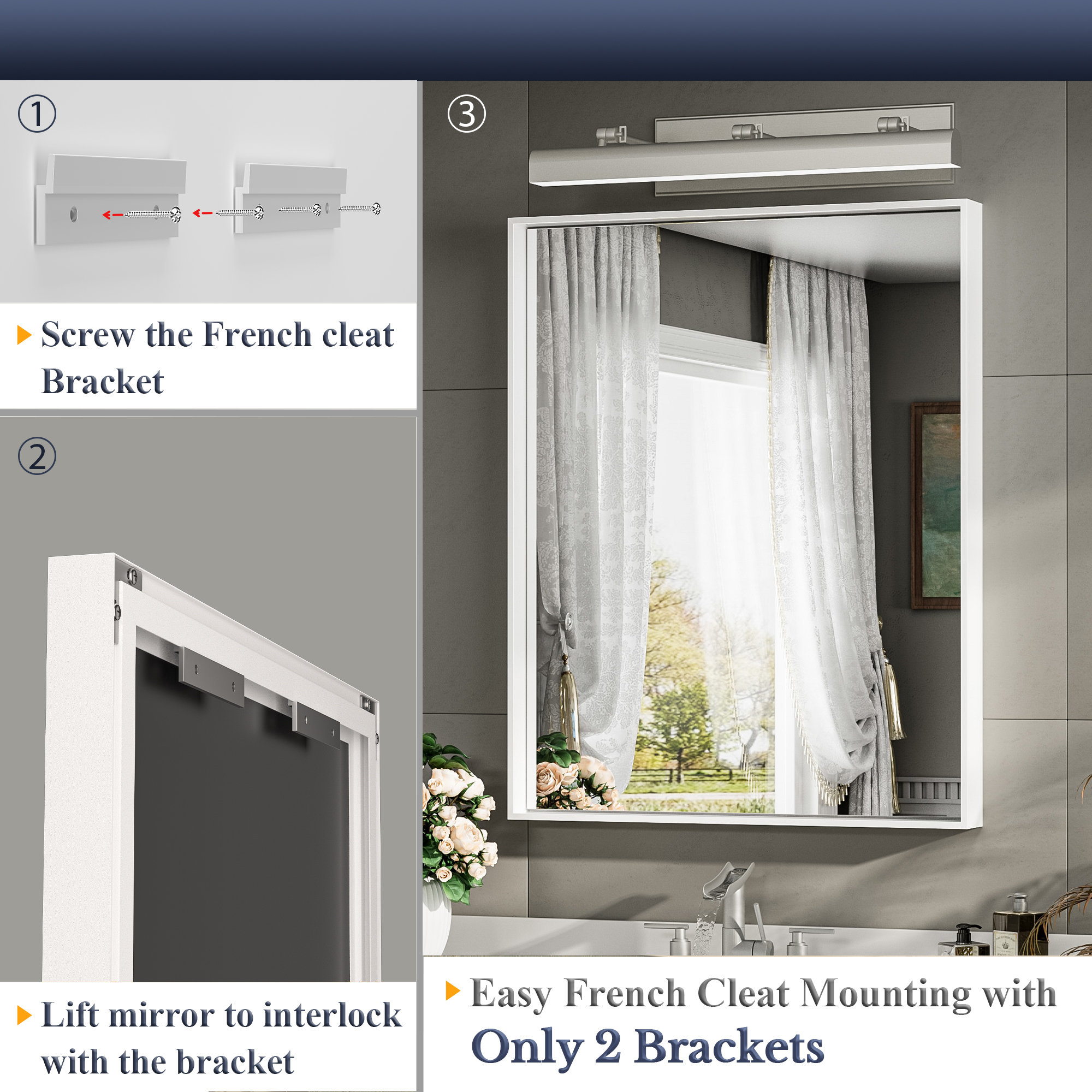 Stemn 1.6'' Thick Bathroom Vanity Mirror Decorative Wall Mirror Accent Mirror