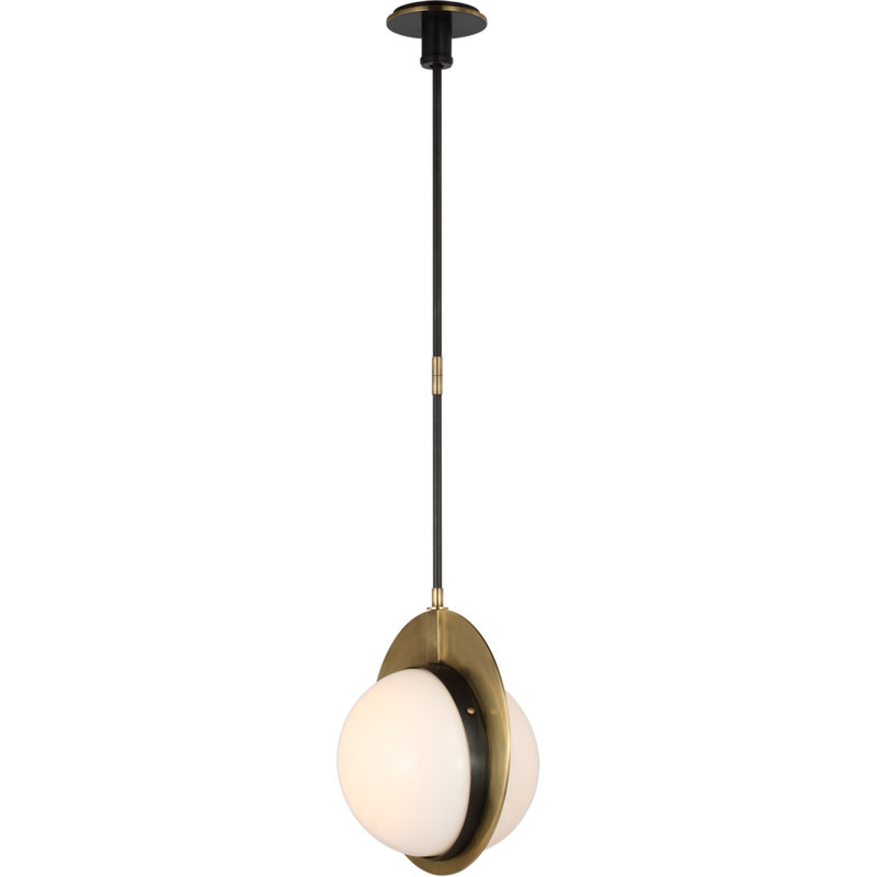 Thomas OBrien Quando Large Globe Pendant, 52.25" H x 14" W x 10" D, Bronze/Antique Brass