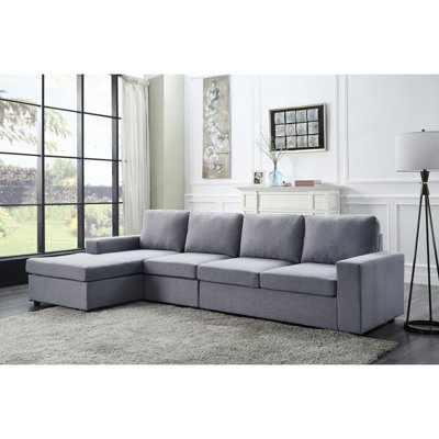 Modern Sofa Dunl121" Linen Reversible Modular Sectional Sofa Chaise