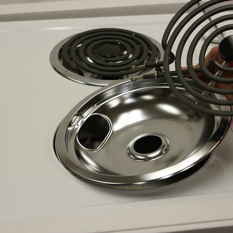 4 Piece Cooktop Style A Plug-in Electric Range Drip Pan Set, 2.5" H x 7.5" W x 9.5" D, Chrome