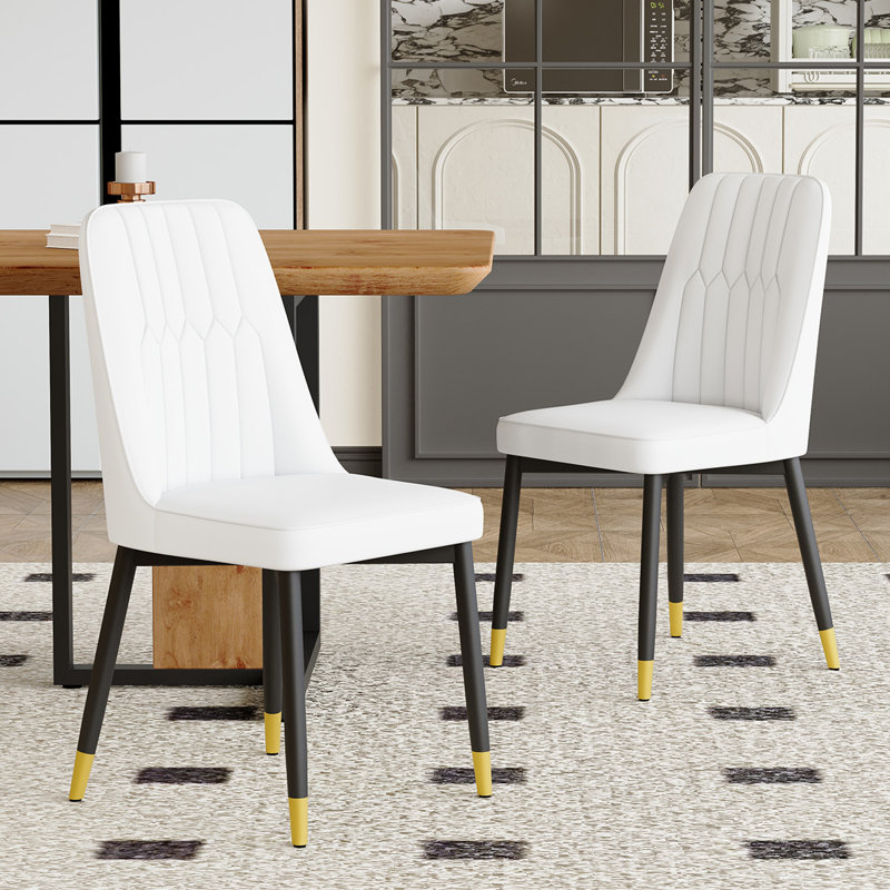 Ensemble de chaises de salle à manger Modern, Blanc, 2, Noir