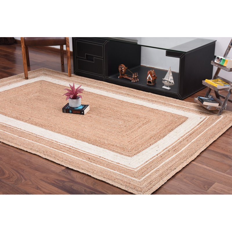 Tapis beige tressé à la main Fiona, Rectangle 9 pi x 12 pi