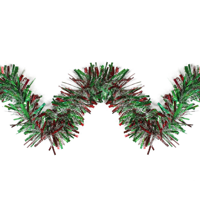 Grande guirlande de Noël artificielle à large coupe - non éclairée, Vert / Rosé enneigé