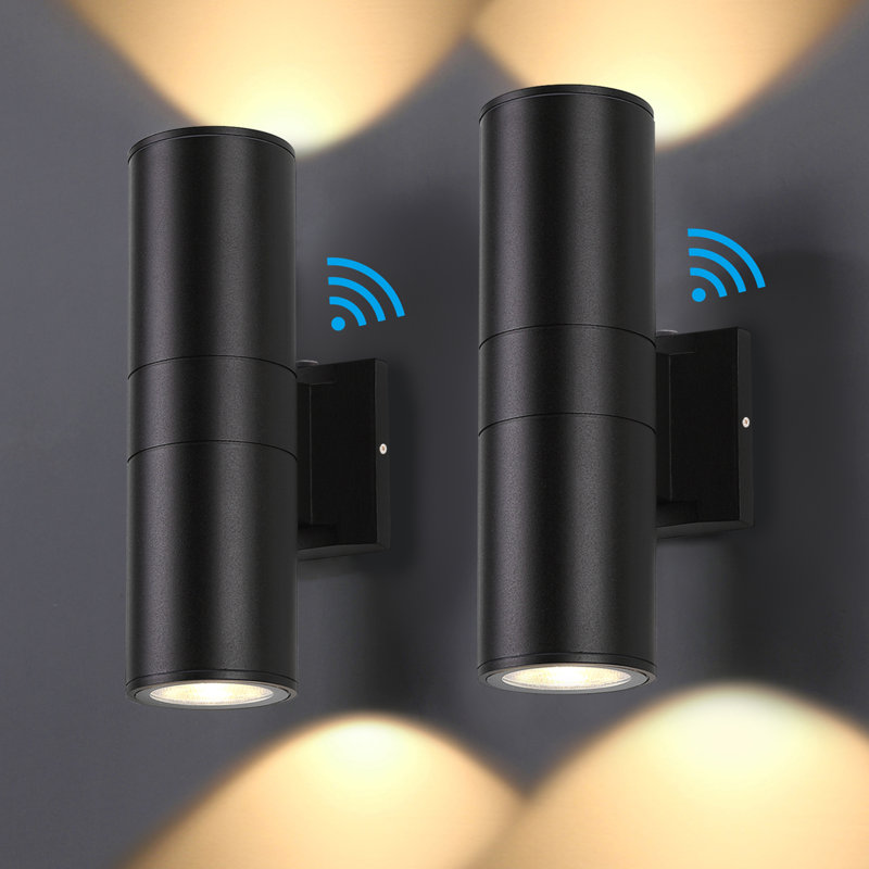 Dusk to Dawn Outdoor Lighting Wall Lights 12W 2700K Integrated LED Cylinder Up Down Lights, IP65 Waterproof Aluminum Exterior Wall Sconce for Porch Patio