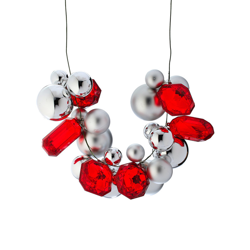 40" Red and Clear Christmas Ball Ornament Garland