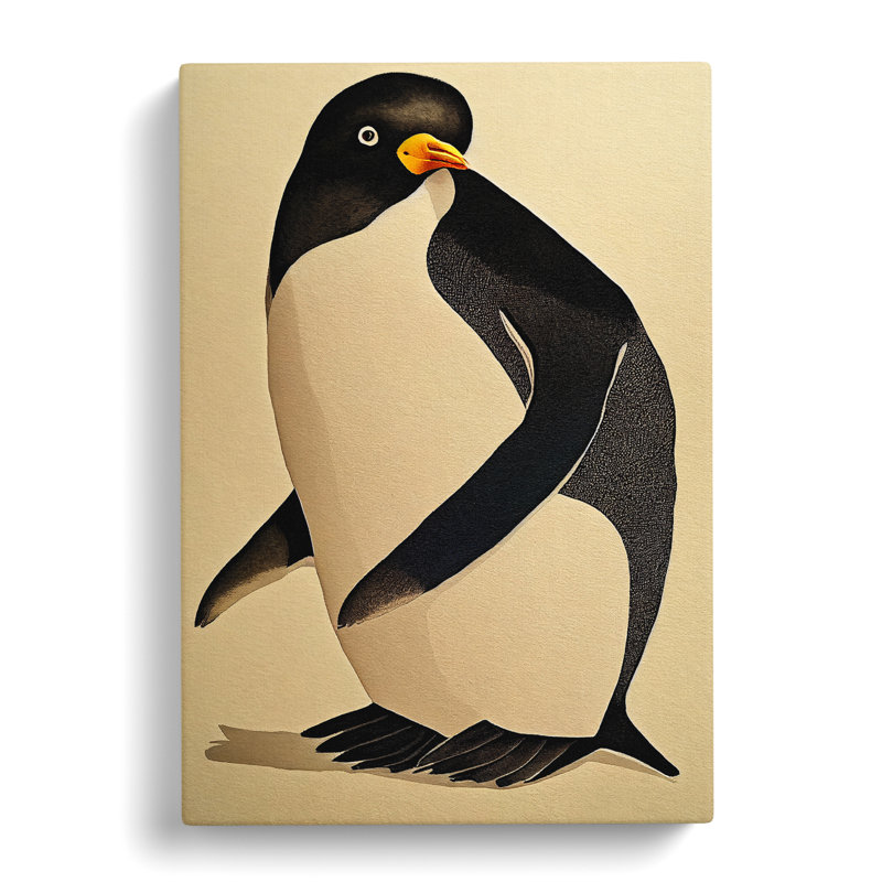 Watercolour Penguin No.2 - Wrapped Canvas, 76cm H x 50cm W x 3cm D