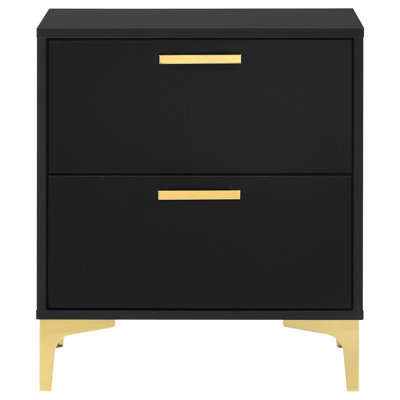 Table de chevet 2 en noir et or - Créez une chambre à coucher soignée pour un rangement pratique et élégant