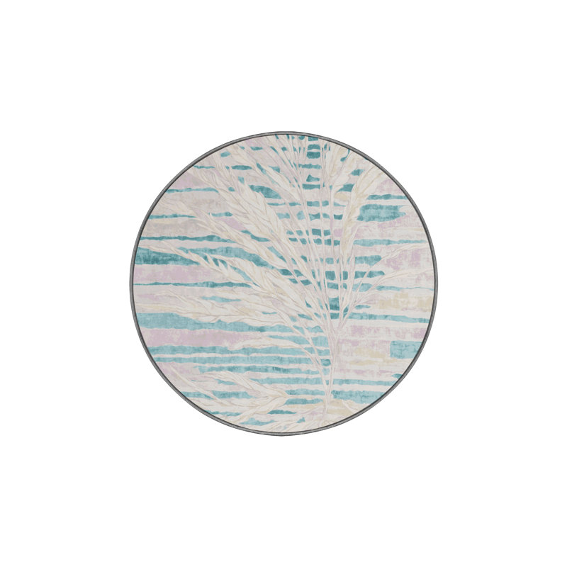 Tapis gris soyeux et moelleux, Rond 5 pi