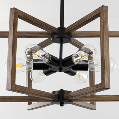 6 - Light 22.83'' Modern Industrial Large Geometric Square / Rectangle Chandeliers For Bedroom,living Room,foyer,entryway,hallway