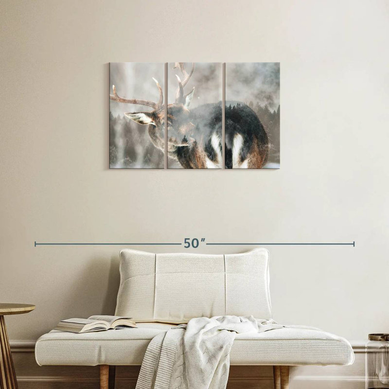 Winter Forest Deer, 20" H x 33" W