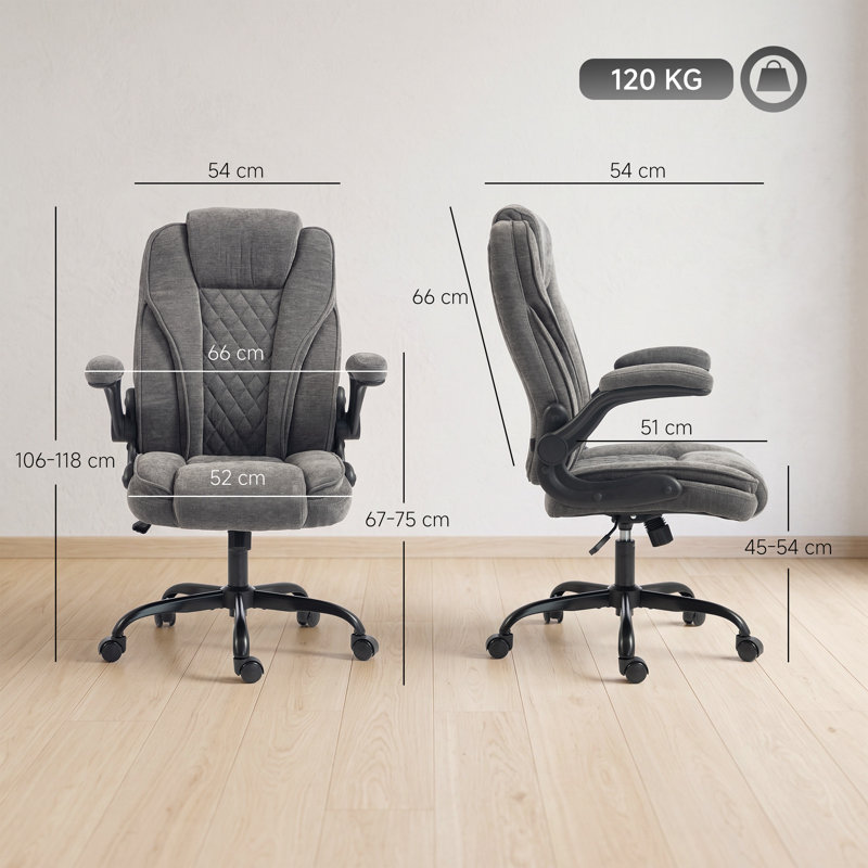 Rebrilliant Linen Office Chair, Dark Grey