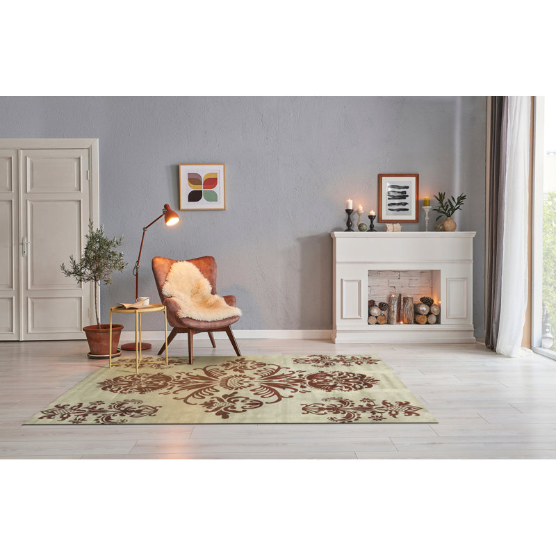 Tapis bleu en laine et viscose touffeté à la main Curtis-Lee