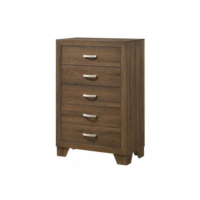 Commode 5 tiroirs en bois Mel, Chêne