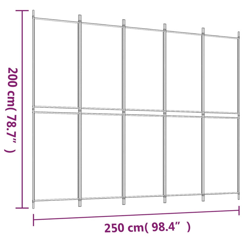 Cloison pliante Rikkea, Anthracite, 5, H 78,7 po x l 98,4 po