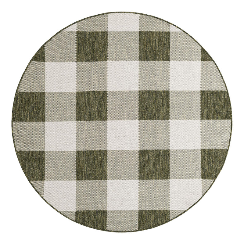 Tapis vert en polypropylène tissé à la machine Tereon, Rond 6 pi 1 po