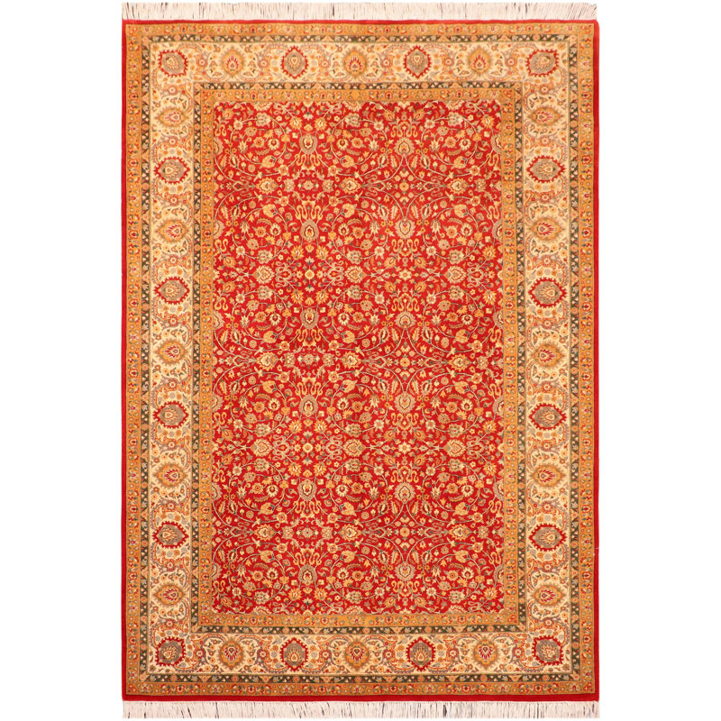 Tapis de la zone en laine 5 pi 11 po x 9 pi 5 po one-of-kind à la main rouille/ivoire noué la Oxendine