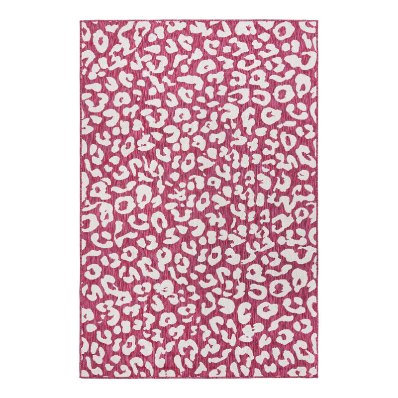 Magenta/Ivory Indoor/Outdoor Rug, Rectangle 5'3" x 7'10"