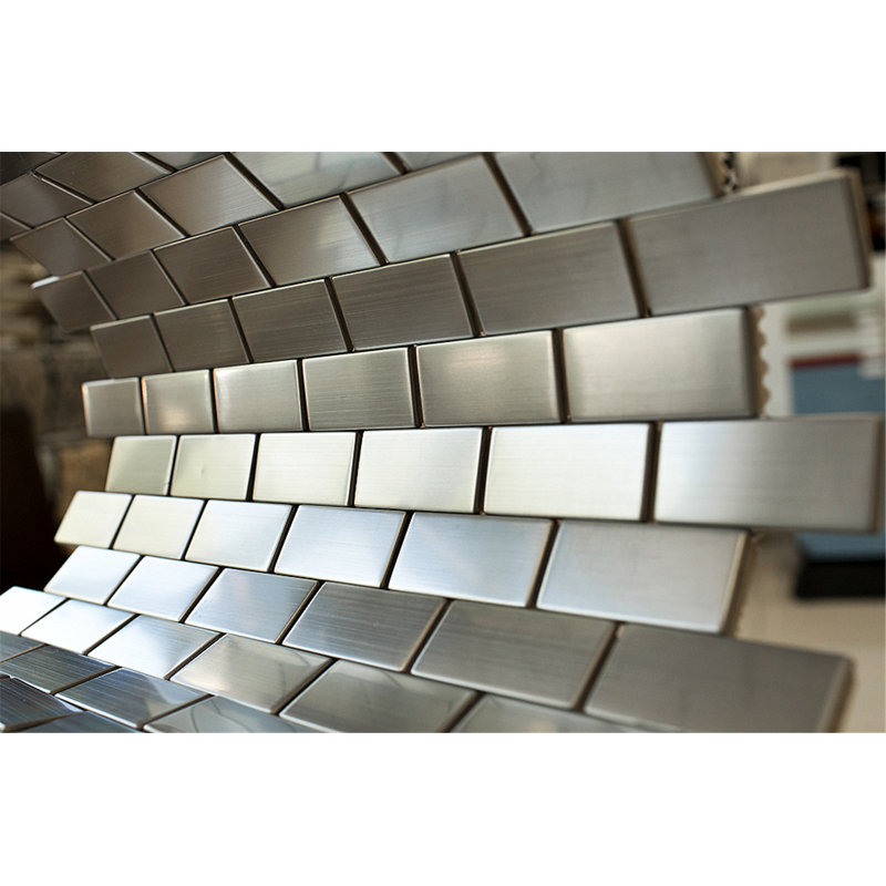 Carreau de mosaïque en acier inoxydable mat à joint brique en fer 11,82 po x 11,82 po