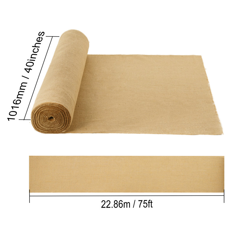 Burlap Fabric Roll, 40” x 75 ft & 50 x 50 High Density Wide Natural Burlap Fabric Rolls, Jute Fabric Burlap Tree Wrap Roll, Crafts, Wedding, Gardening, Plant & Tree Winter Covering, Designed for Decor