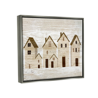 «Rustic Neighbours maisons», impression encadrée sur bois
