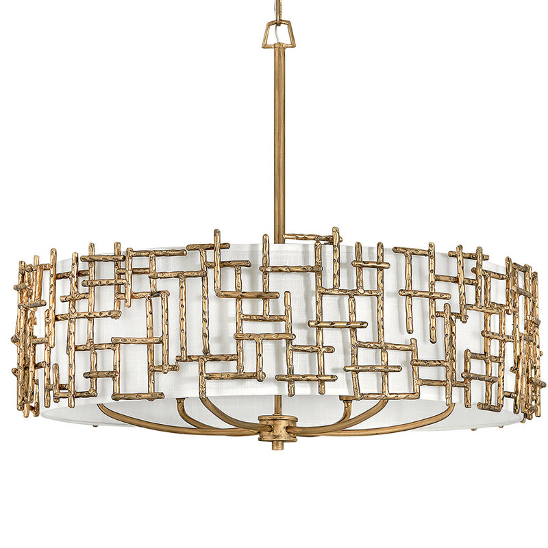Farrah 6 - Light Unique / Statement Drum Chandelier, Gold