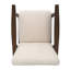 Chaise de style Mid-Century moderne avec revêtement beige et structure d'appoint brun