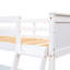 Lit mezzanine simple blanc avec bureau et tablettes. Bois manufacturé. Maximisez le potentiel de votre chambre à coucher. Pas de sommier pratique. Fabriqué à partir de pin pour une efficacité accrue. Base-1584497555