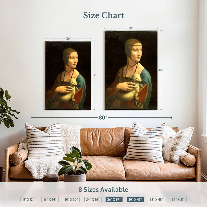 Leisha avec un portrait d'hermine, H 39 po x l 26 po