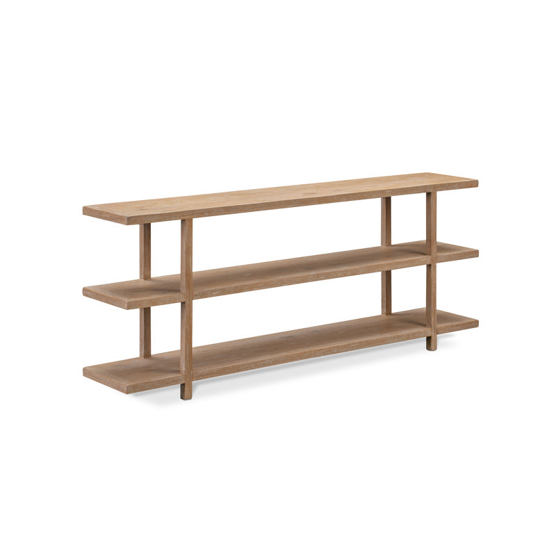 Brown MDF 80'' Rectangular Console Table with Storage Shelves