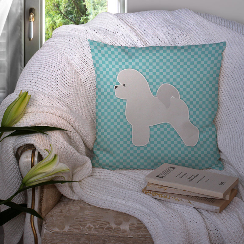 Coussin décoratif intérieur/extérieur bichon bichon frisé, H 14 po x l 14 po x P 3 po, Bleu