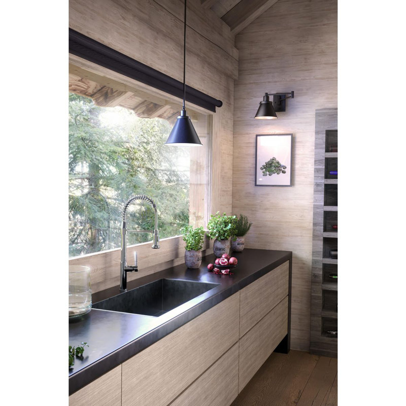 Luminaire suspendu conique 1 lumière, Noir mat