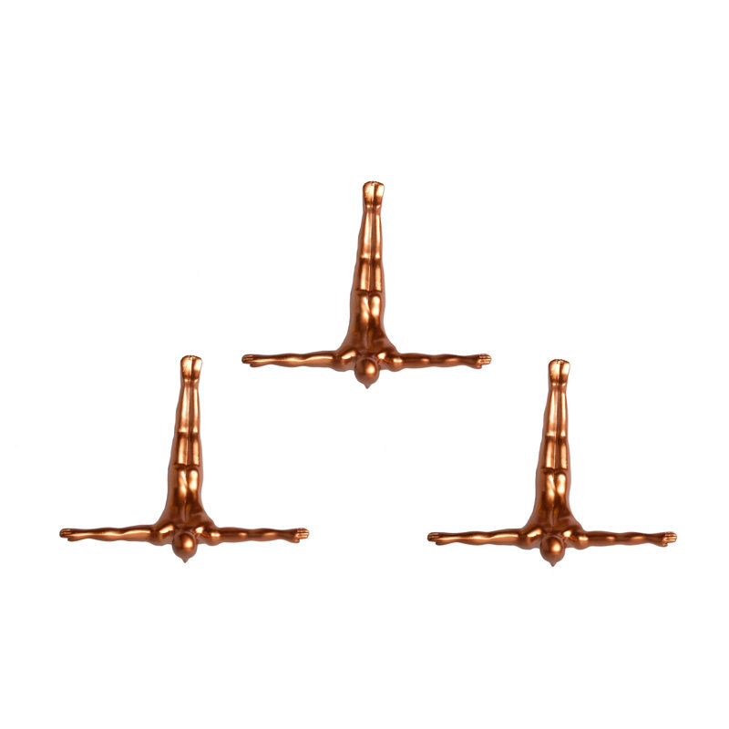Three pieces 7" Divers Resin Wall Decor, Bronze