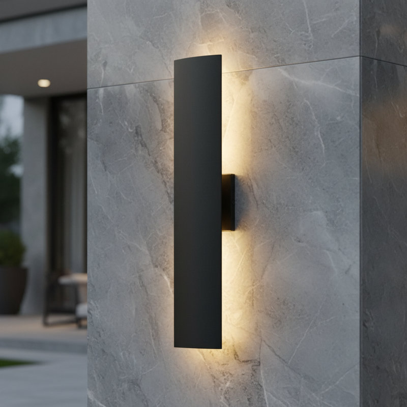 Modern Aluminum LED Outdoor Wall Light Waterproof Triac Dimming Cylinder Wall Sconces, 24" Height