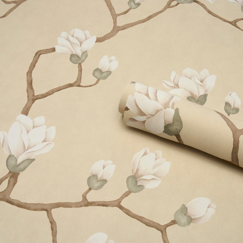 Papier peint arbre Magnolia, Or doux