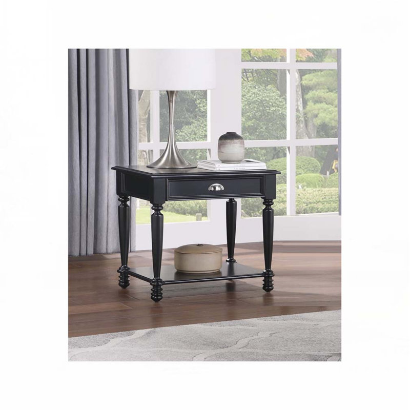 Table basse en bois avec tablette de plancher et tiroir