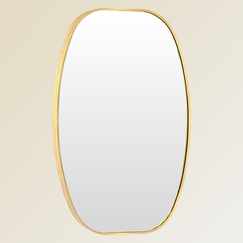 Metal Frame Oval Bathroom Mirror/Decorative Mirror, 36" H x 24" W, Brushed Gold