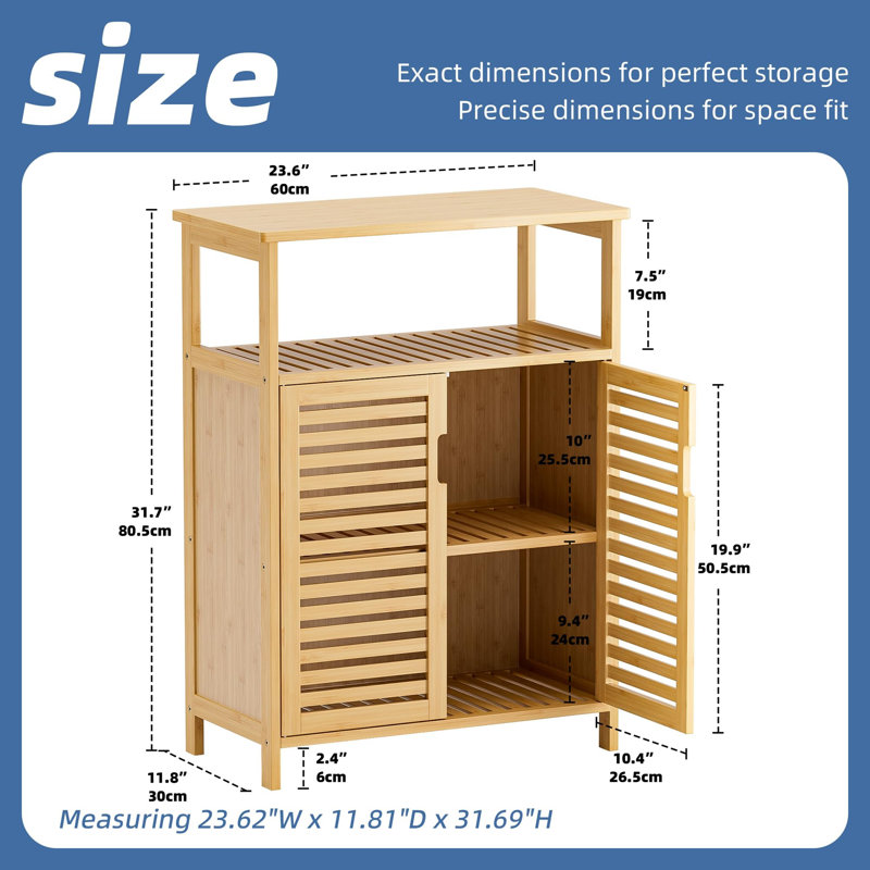 Bamboo Freestanding Bathroom Cabinet, Natural
