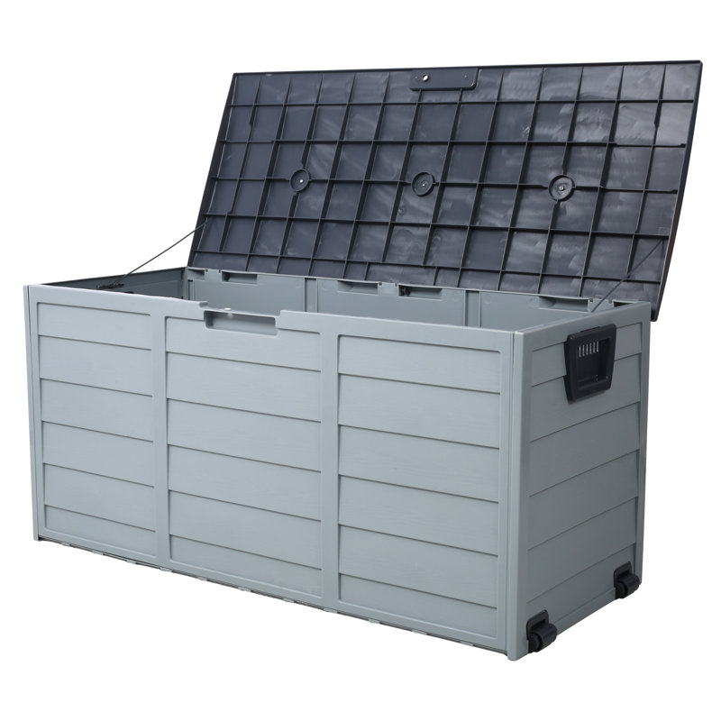 Coffre de terrasse en plastique résistant aux rayons UV toutes saisons, bac de rangement extérieur pour patio et cour arrière