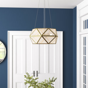 Kazanovicz 3 - Light Unique Geometric Chandelier with Wrought Iron Accents