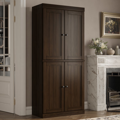 100% Solid Wood 6-Shelf Bookcase, Shaker Doors, Adjustable Shelves, 32" Wide, 71.5" Tall