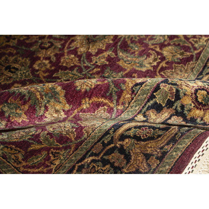 Hand-Knotted High-Quality Red and Black Area Rug, Rectangle 4'1" x 6'1"