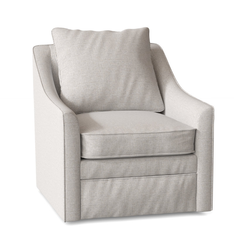 Quincy Upholstered Swivel Armchair, Drusky Ivory Sustain® Basketweave