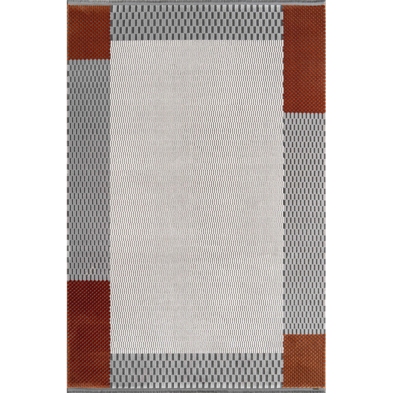 Polyester Tabu gris moderne tissé à la machine + zone en fil acrylique, Rectangle 3 pi 3 po x 6 pi 3 po