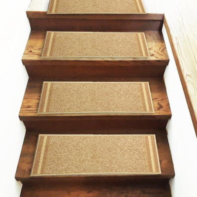 Tapis d'escalier beige antidérapant Dalila