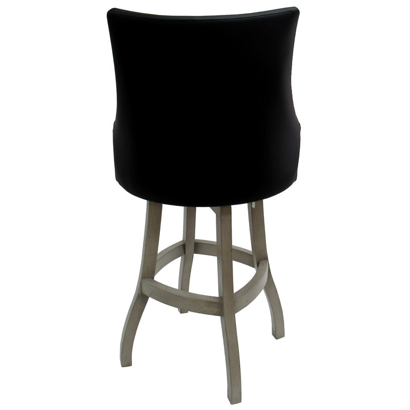 Tabouret pivotant en bois Ridfortore, Noir, Blanc antique, Tabouret de bar (assise de 30 po de hauteur)